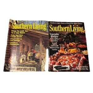 Lot of 2 Vtg 1987 & 1991 Southern Living Magazine Garden Recipes Log House Decor